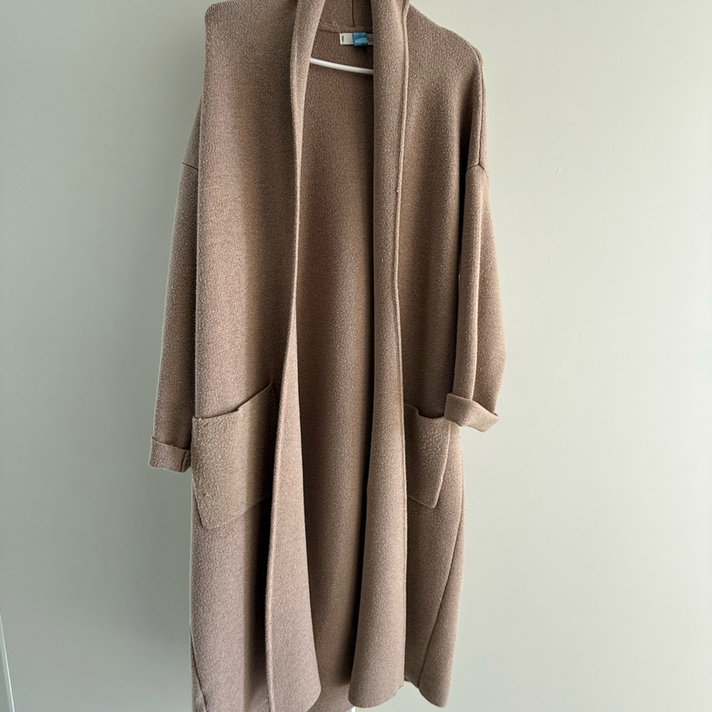 Mango Women's Elegant Tan Sweater Jacket